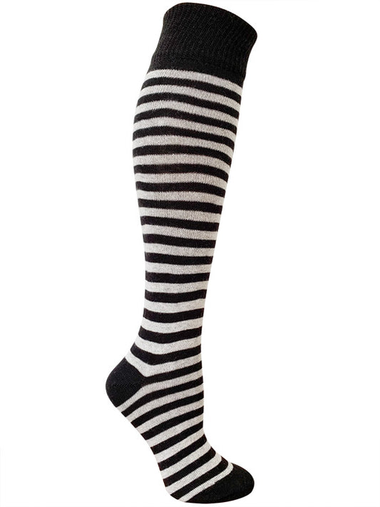 black and white striped organic cotton knee high socks