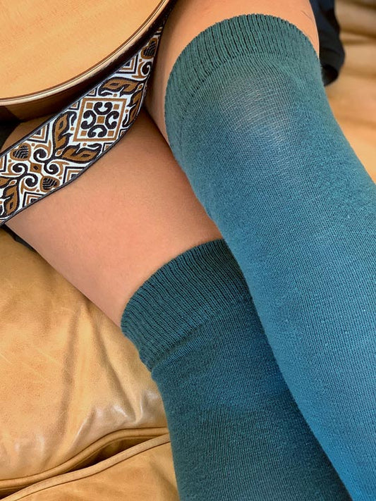 Teal Over The Knee Socks Close Up