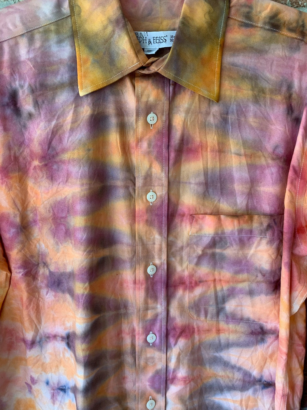 Tie Dye Long Sleeve Button Down Dress Shirt - Pornge - M