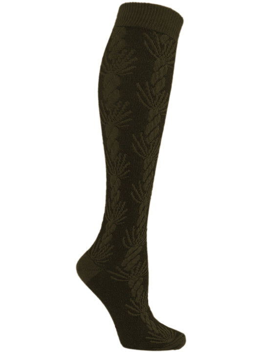 Asherah Olive Cable Knit Texture Knee High