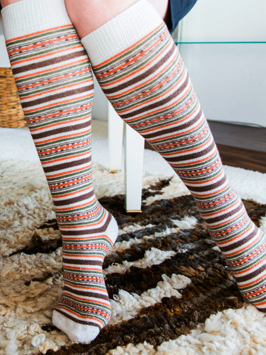 Elsa Spice Fair Isle Striped Knee High Socks