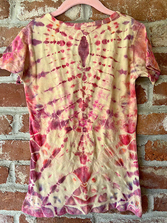 Tie Dye Girl’s T-Shirt - Reverse Pink 7/8